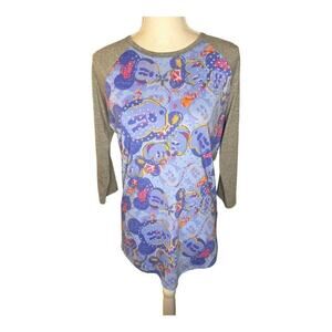 LuLaRoe Randy Women’s Small Purple & Gray Mickey‎ Mouse Tee